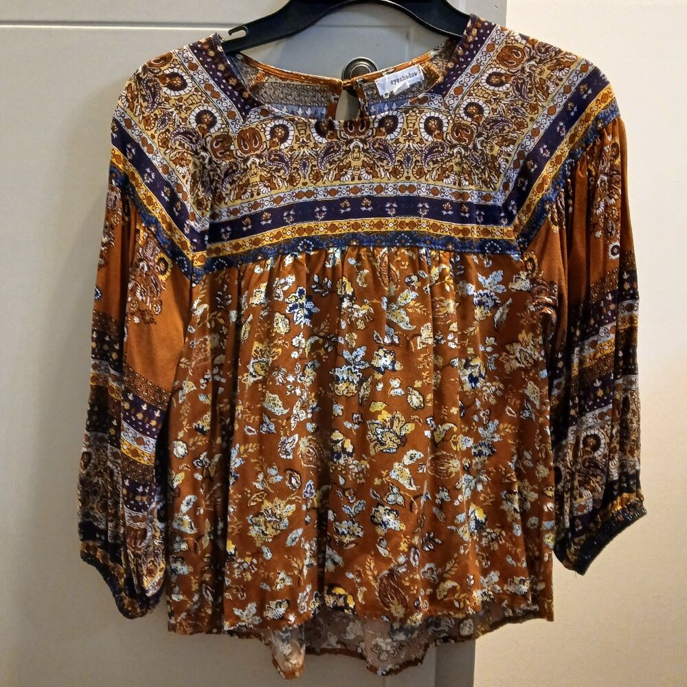 Eyeshadow multicolor 3/4 sleeve blouse - XS